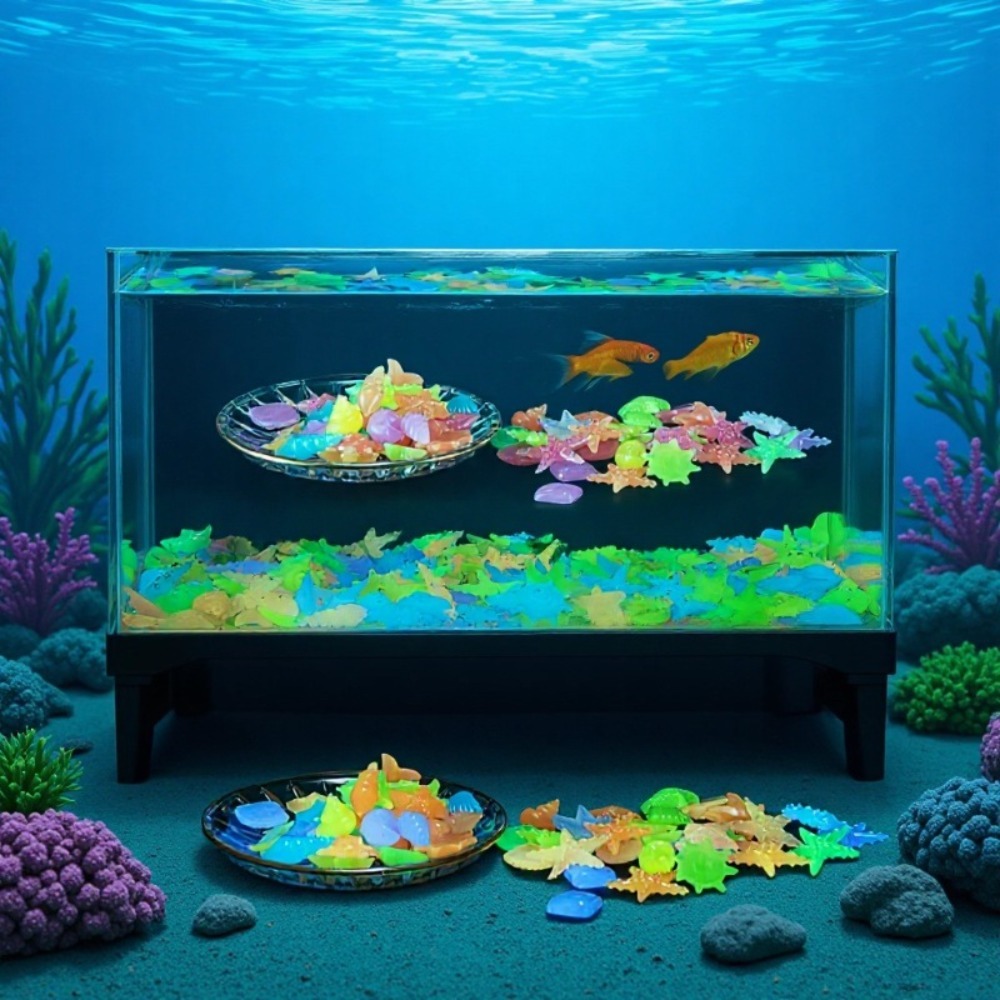 Aquarium Plant Delivery - Parlayan Işıltılı Okyanus Taşları Floresan Deniz