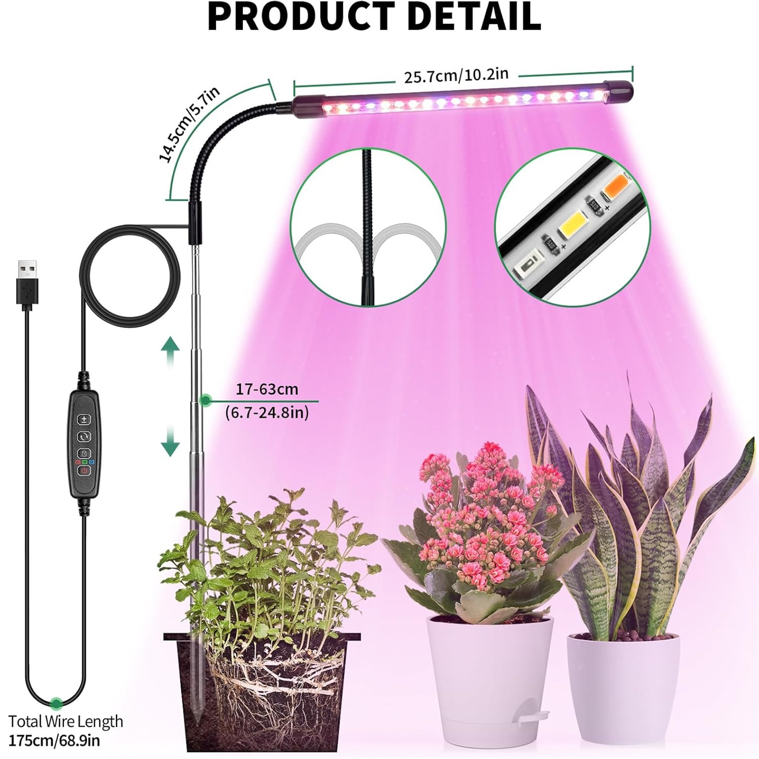 Led Planted Tank Light - 3 renk USB Büyümek Lamba Bitki